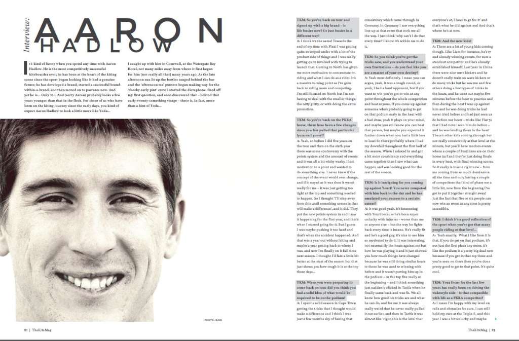 Aaron Hadlow int - TheKiteMag Issue #1