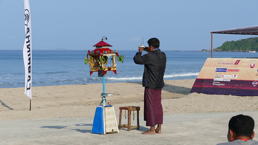 Travelling Buddhist Monk blesses the Myanmar Wave Rider Cup - Myanmar Wave Rider Cup and KTA Race Open