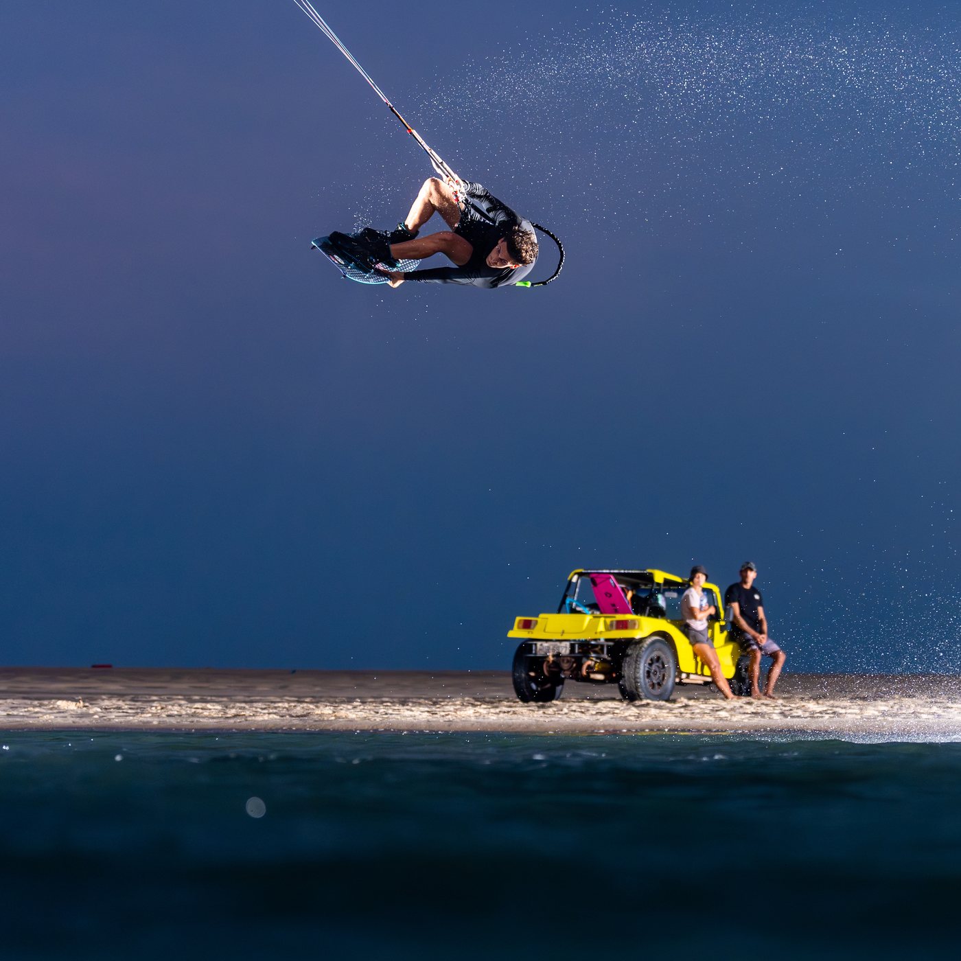 Kiter boosting at dusk